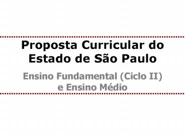Proposta Curricular do Estado de S
