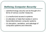 Defining Computer Security