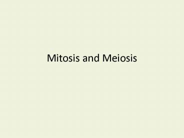 Mitosis and Meiosis