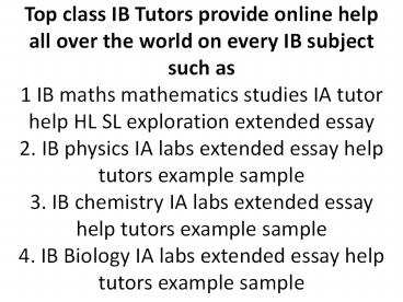 IB tok essay theory of knowledge online help tutor example sample assignment