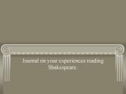 Journal on your experiences reading Shakespeare.