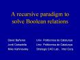 A recursive paradigm to solve Boolean relations PowerPoint PPT Presentation