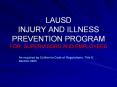 LAUSD INJURY AND ILLNESS PREVENTION PROGRAM FOR SUPERVISORS AND EMPLOYEES PowerPoint PPT Presentation