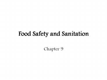 Food Safety and Sanitation