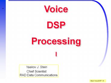 Voice DSP Processing I