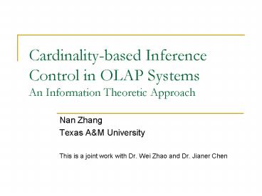 Cardinality-based Inference Control in OLAP Systems An Information Theoretic Approach