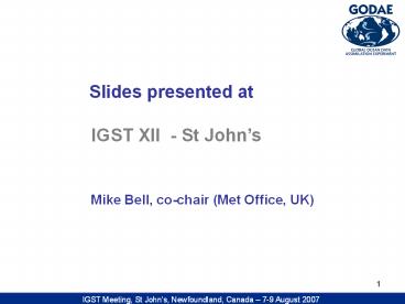 Mike Bell, co-chair (Met Office, UK)