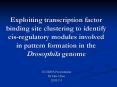 Exploiting transcription factor binding site clustering to identify cis-regulatory modules involved in pattern formation in the Drosophila genome PowerPoint PPT Presentation
