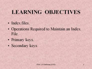 LEARNING OBJECTIVES