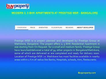Find Attractive Apartment at Prestige MSR – Buyproperty.com