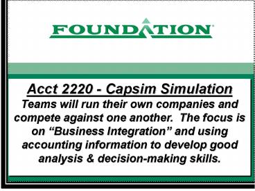 Acct 2220 - Capsim Simulation