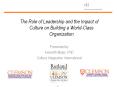 The Role of Leadership and the Impact of Culture on Building a World-Class Organization PowerPoint PPT Presentation