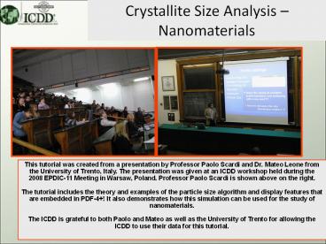 Crystallite Size Analysis 