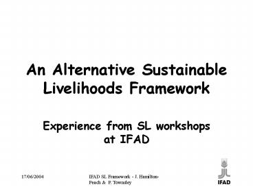 An Alternative Sustainable Livelihoods Framework