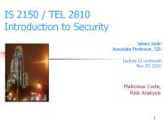 IS 2150 / TEL 2810 Introduction to Security