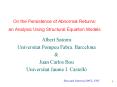 On the Persistence of Abnormal Returns: an Analysis Using Structural Equation Models PowerPoint PPT Presentation