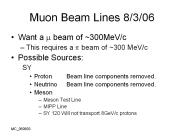 Muon Beam Lines 8/3/06