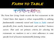 Sustainable Agriculture for Farm to Table Recipes