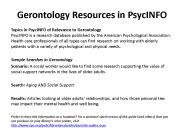Gerontology Resources in PsycINFO