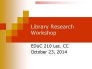 Library Research Workshop