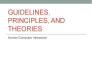 Guidelines, Principles, and Theories
