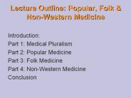 Lecture Outline: Popular, Folk