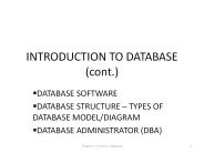 INTRODUCTION TO DATABASE (cont.)