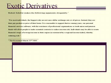 Exotic Derivatives