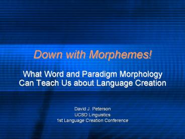 Down with Morphemes!