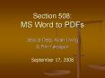 Section 508: MS Word to PDFs PowerPoint PPT Presentation