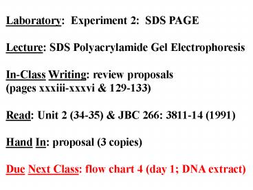 Laboratory: Experiment 2: SDS PAGE