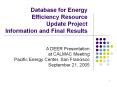 Database for Energy Efficiency Resource Update Project Information and Final Results PowerPoint PPT Presentation