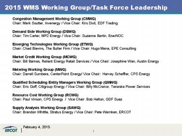 Congestion Management Working Group (CMWG)
