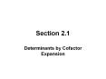 Determinants by Cofactor Expansion PowerPoint PPT Presentation