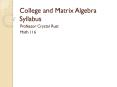 College and Matrix Algebra Syllabus PowerPoint PPT Presentation