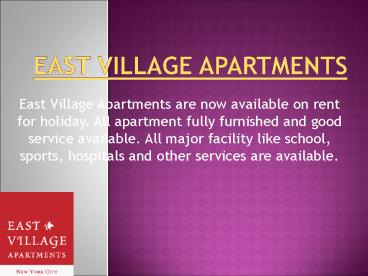 Apartments in East village