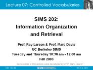 Lecture 07: Controlled Vocabularies