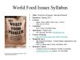 World Food Issues Syllabus PowerPoint PPT Presentation