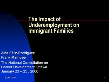 The Impact of Underemployment on Immigrant Families