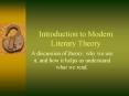 Introduction to Modern Literary Theory PowerPoint PPT Presentation