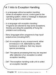 14.1 Intro to Exception Handling