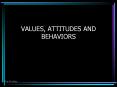 VALUES, ATTITUDES AND BEHAVIORS PowerPoint PPT Presentation