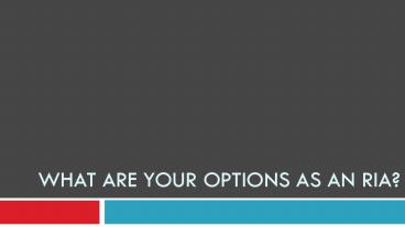What Are Your Options as an RIA?