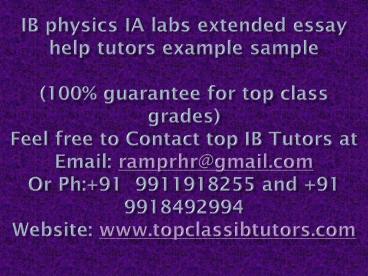 IB physics example sample help tutors  IA labs extended essay