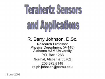 R. Barry Johnson, D.Sc.