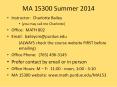 MA 15300 Summer 2014 PowerPoint PPT Presentation
