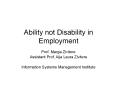 Ability not Disability in Employment PowerPoint PPT Presentation