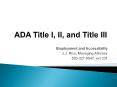 ADA Title I, II, and Title III PowerPoint PPT Presentation