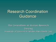 Research Coordination  Guidance