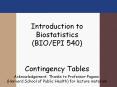 Introduction to Biostatistics (BIO/EPI 540)   Contingency Tables PowerPoint PPT Presentation